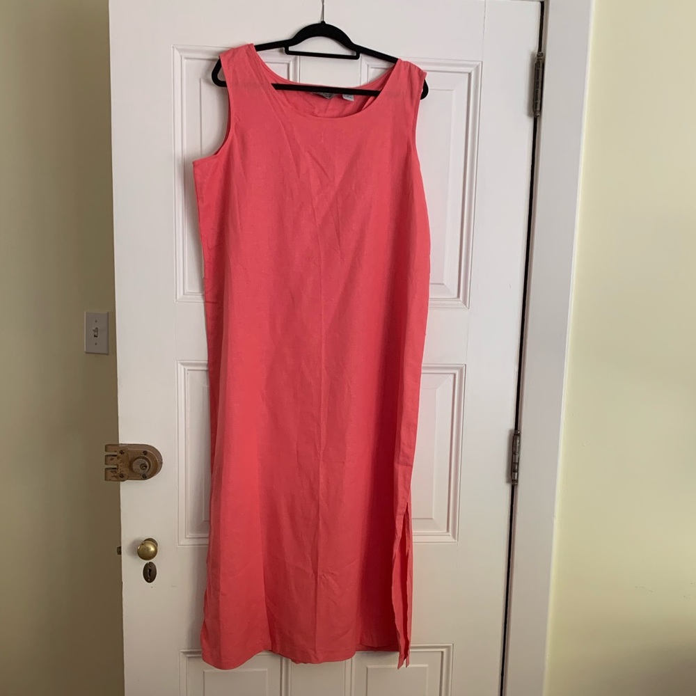 Linen blend shift maxi dress. NWT